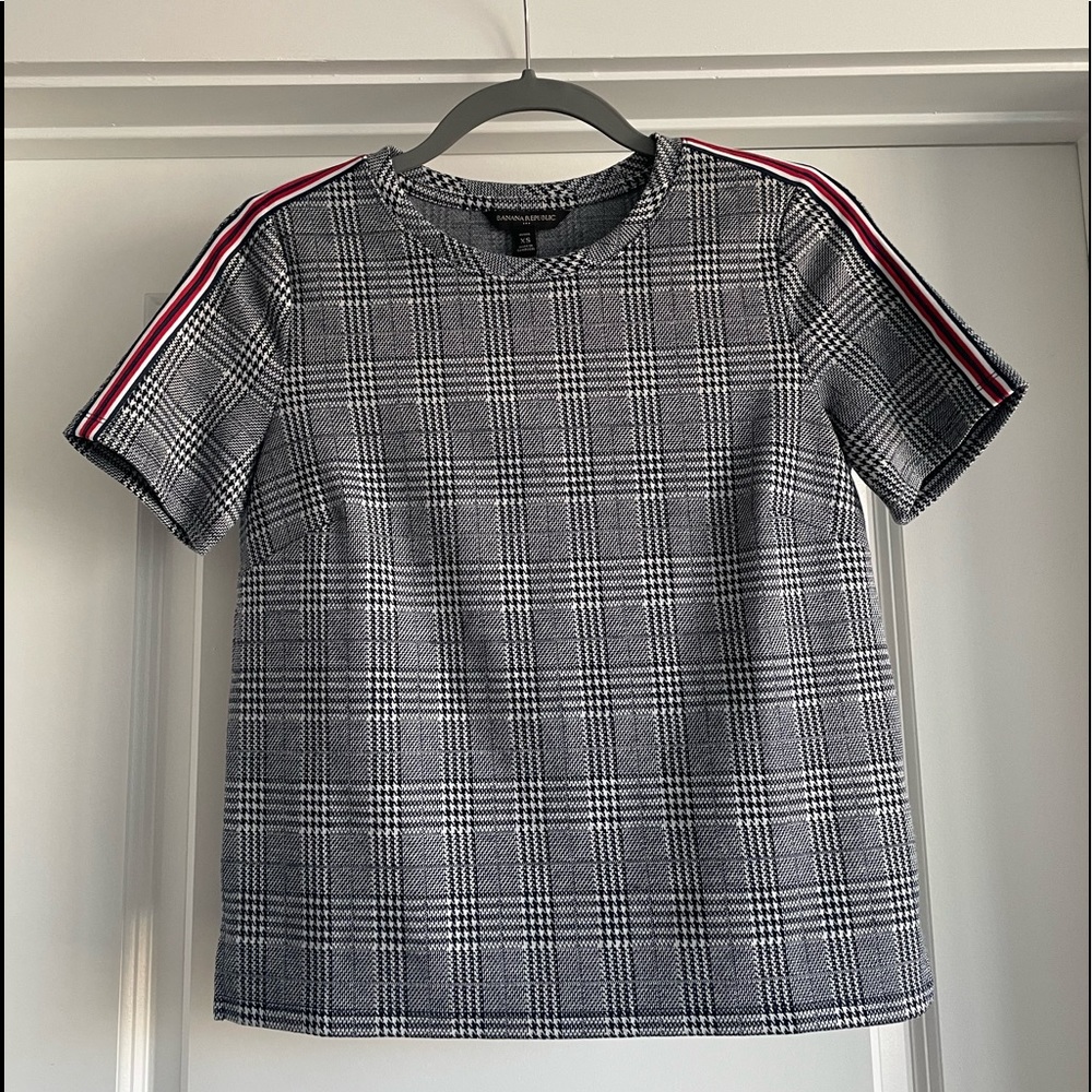 Banana Republic Herringbone Tee with stripe details, Size XS Petite